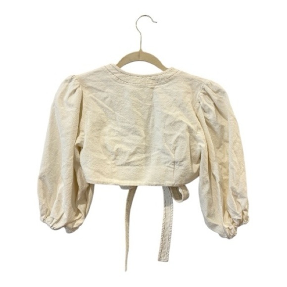 The Handloom Los Angeles Chloe Top Front Tie Crop Blouse Top - Picture 4 of 8